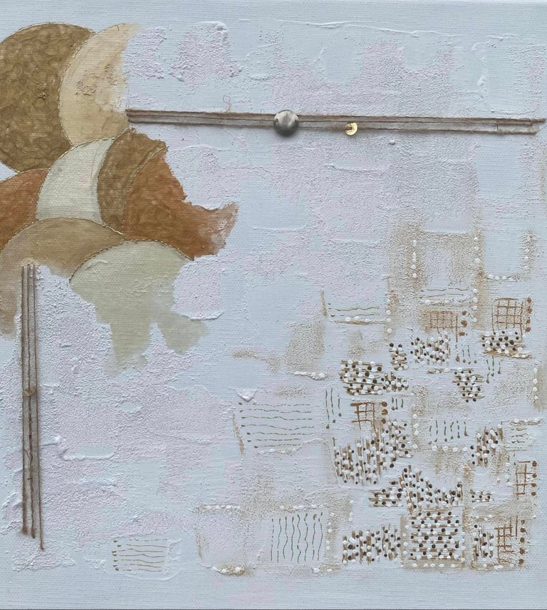 Toile abstraite blanche et dorée