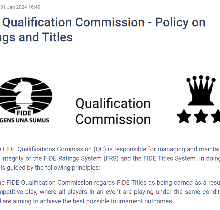 FIDE Qualification Commission 2024 - Policy on Ratings and Titles. FIDE Chess