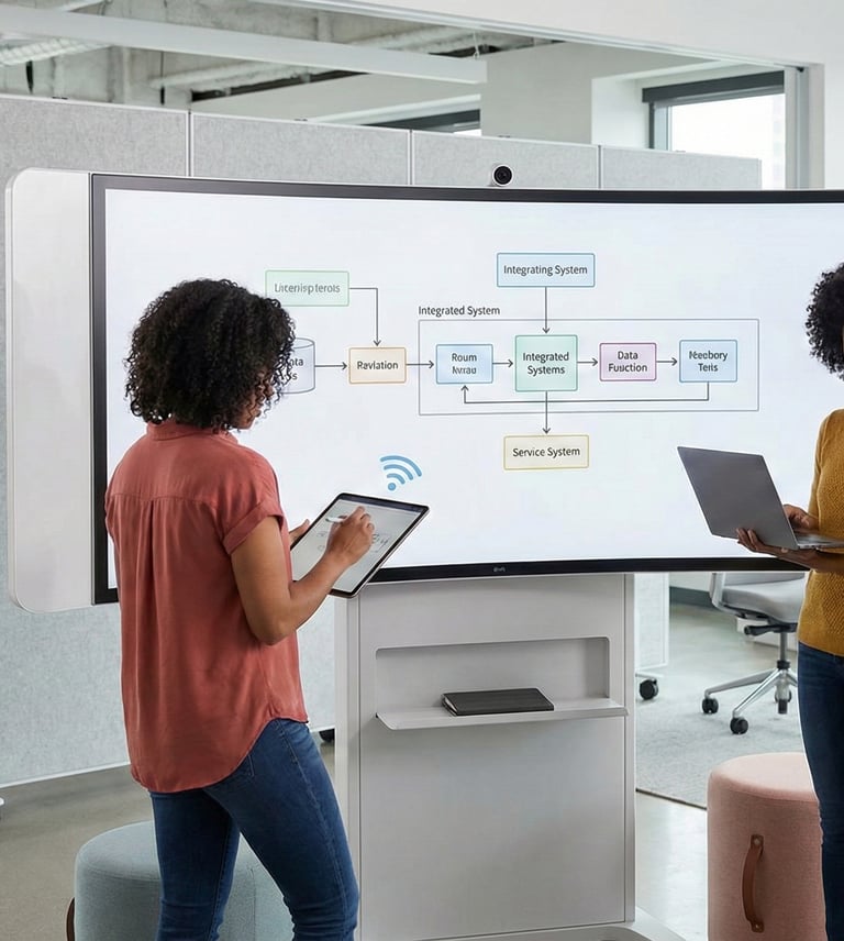 business infrastructure concepts interlocking seamlessly to represent fluid system integration