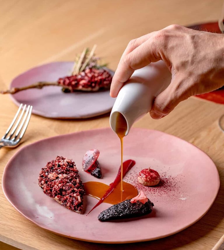 Exquisite fine dining dish at Hélène Darroze, The Connaught – Michelin-starred artistry on a plate.
