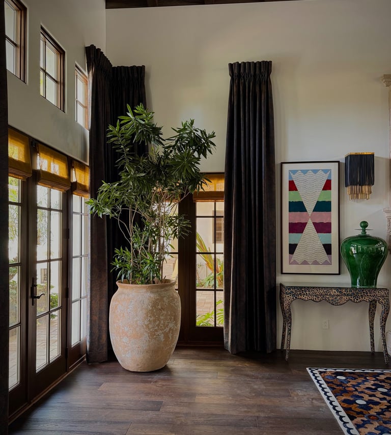 Thoughtfully placed dracaena reflexa in Scottsdale interior, plant design service by Botanic Bliss.