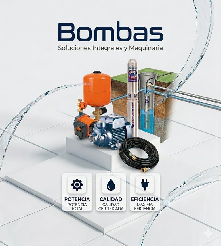 Bombas de agua industriales y residenciales para soluciones integrales de bombeo y maquinaria.