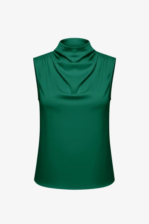 green mock neck satin Tank top