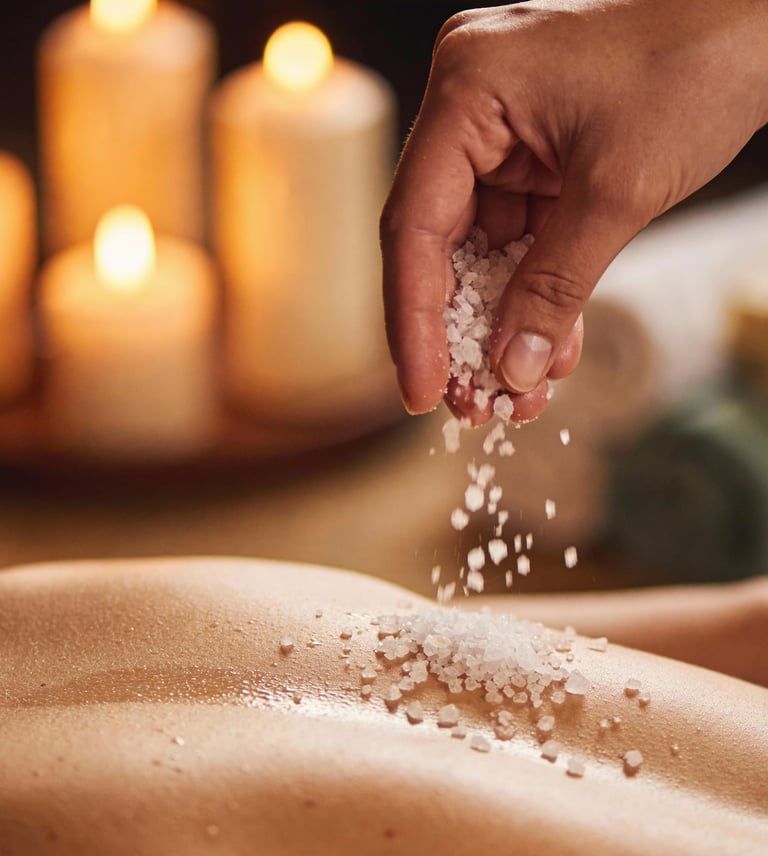 A Woman Enjoying Body Scrub Treatment