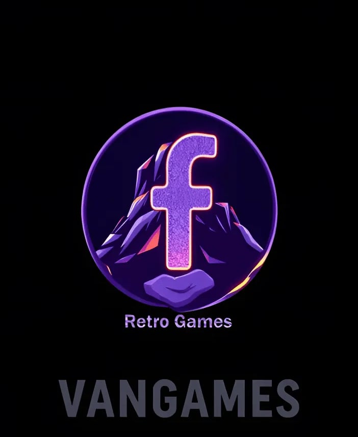 the logo of facebook, inscription retro games, vangames