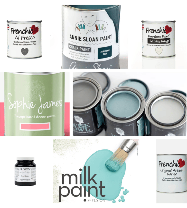 Images showing a range of possible furniture paint brands. Used to accompany a blog on choosing the right furniture paint