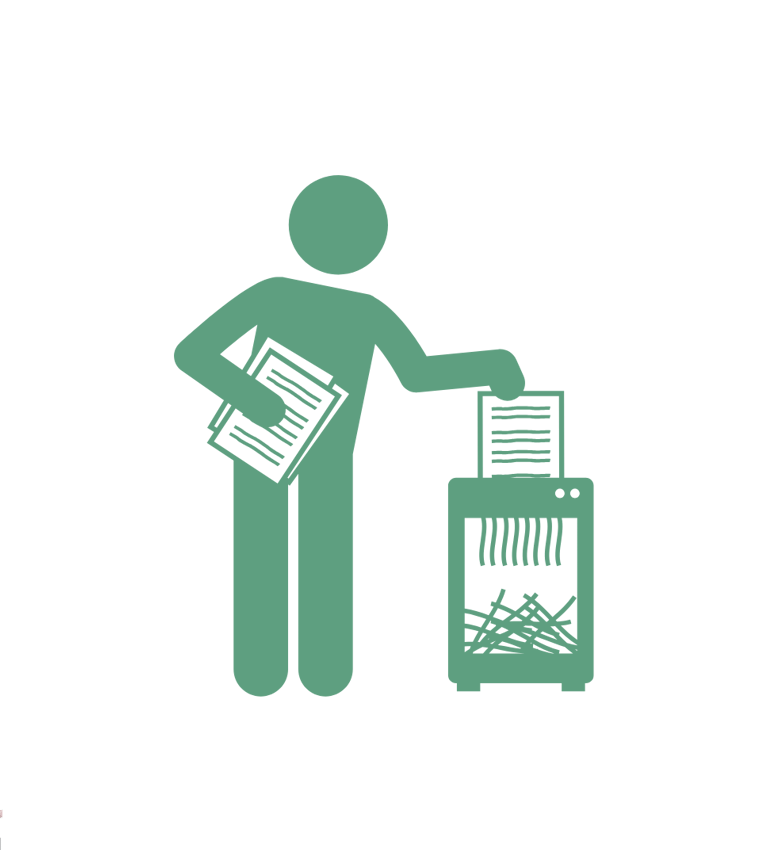 a person standing in front of a shredder