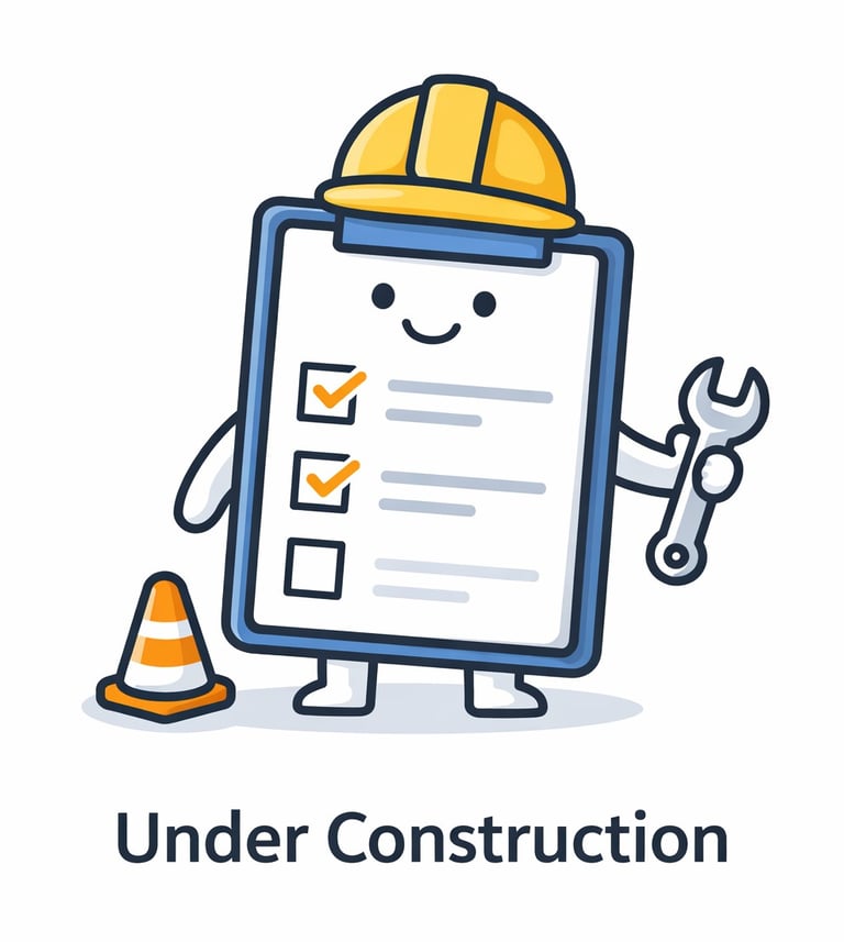 “Under Construction” page featuring a cartoon engineer
