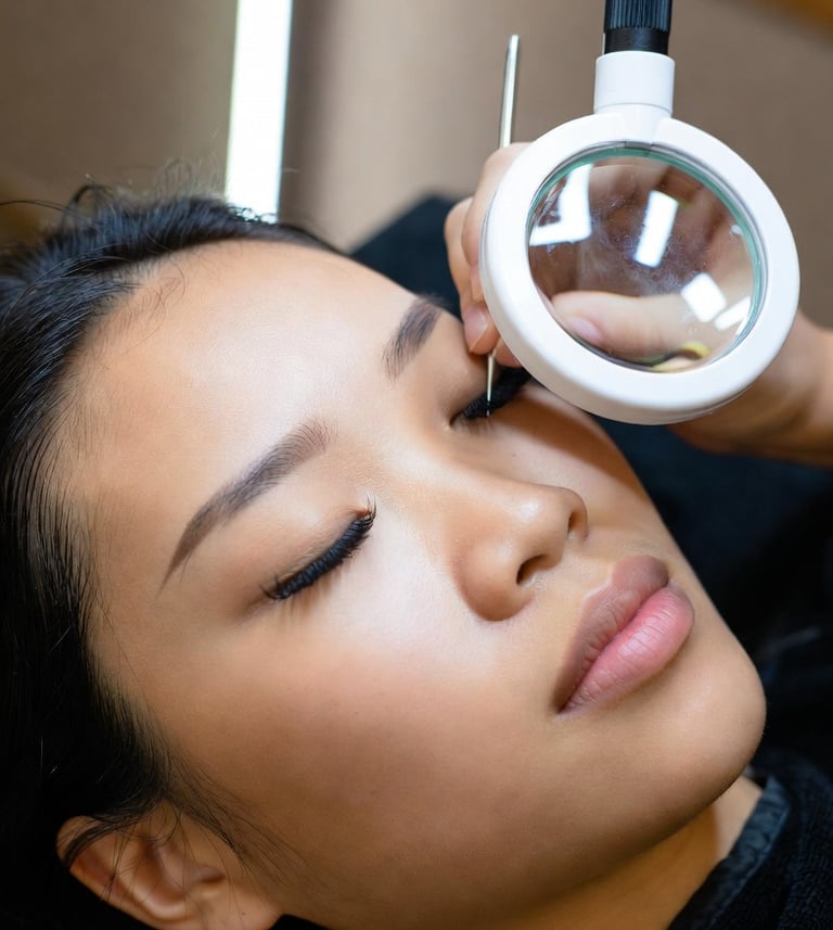 Professionele wimperextensions behandeling door PMU & Lashes By Saranya