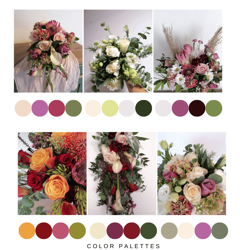 Wedding flower colour palette