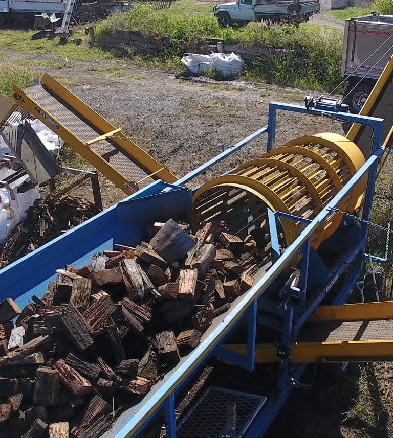 Rex trommel cleaning firewood
