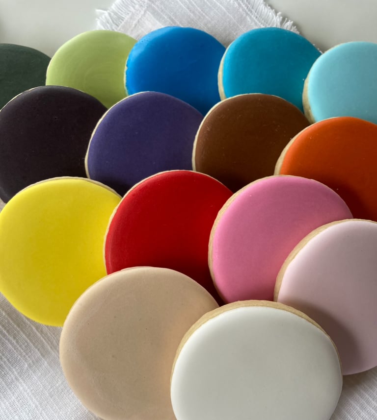 color coordinated filler cookies; sugar cookies