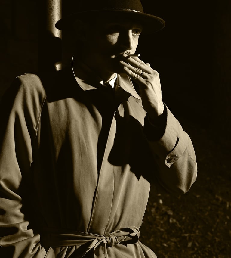 a man in a hat and rain jacket smoking