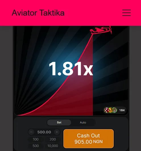 “Aviator” oyun interfeysi, aktiv raund zamanı ekranda görünən “Cash Out” düyməsi, sürətlə artan əmsa