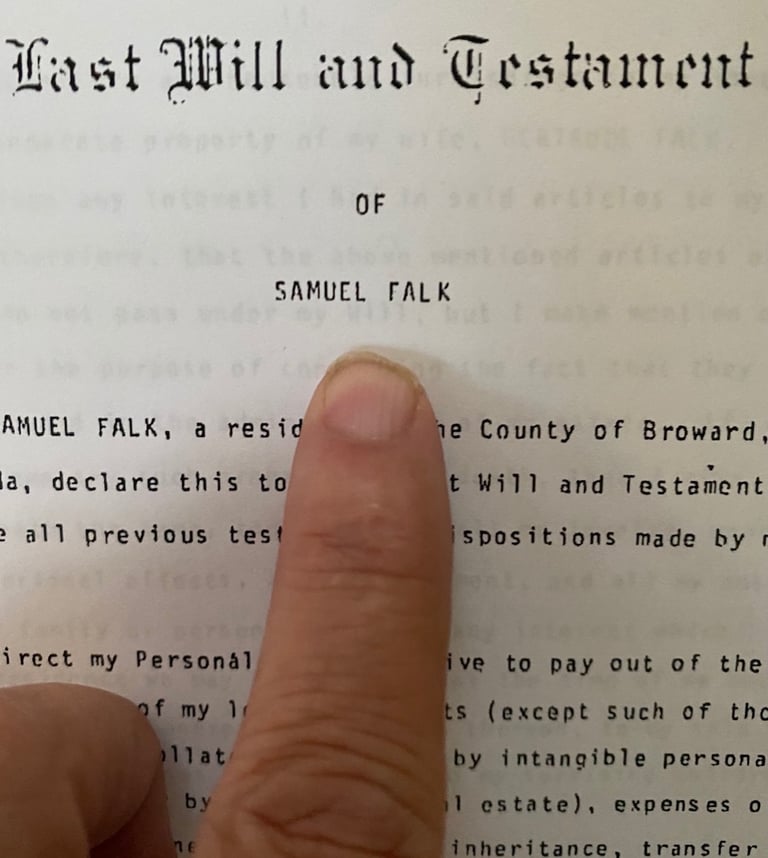 Last Will of Samuel Falk