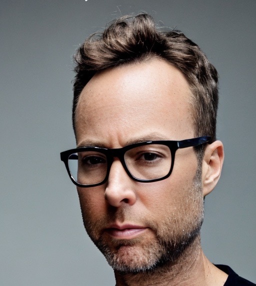 a man with glasses and a black shirt