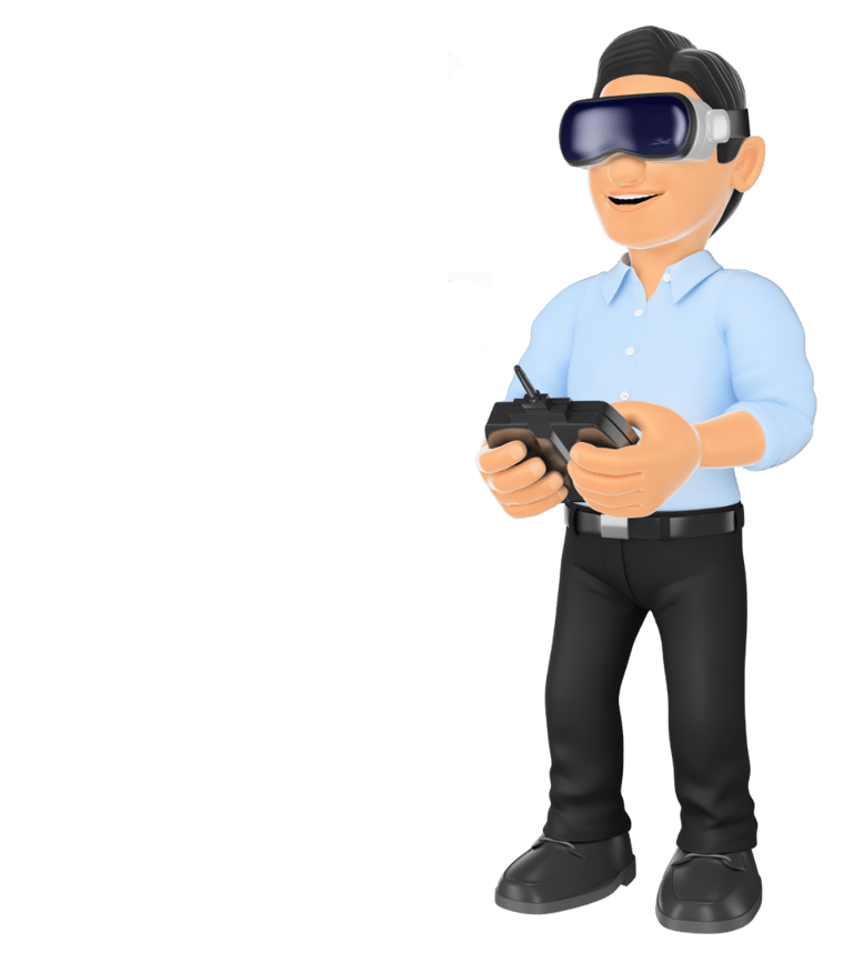 a man in a blue shirt and black pants