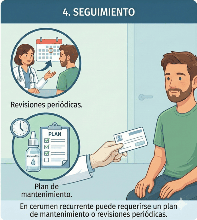 seguimiento en el proceso de limpieza de cerumen por un otorrinolaringólogo
