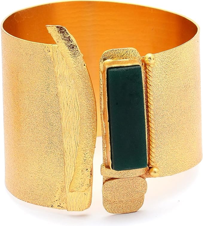 Solid Brass Gold Tone Cuff Statement Bracelet