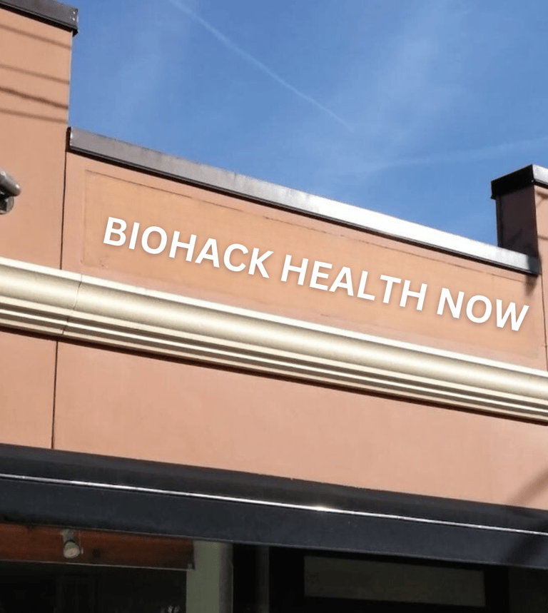 a building with a sign that says biohack health now