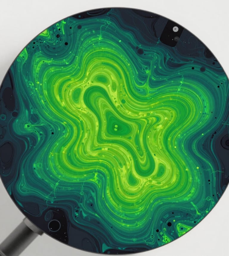 Extreme close-up of a high-fidelity finite element analysis mesh heatmap, showing stress concentrations in deep royal green and coal black, orthographic projection view, ultra-clean technical rendering.