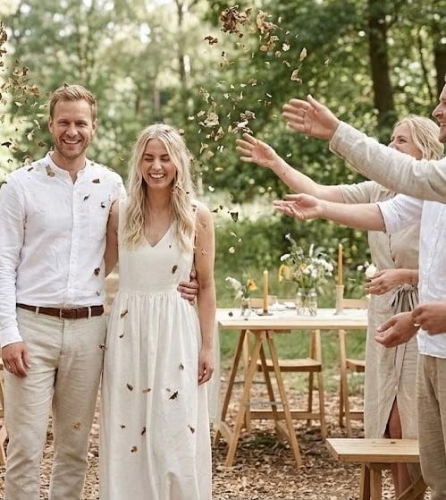 duurzame bruiloft confetti gooien