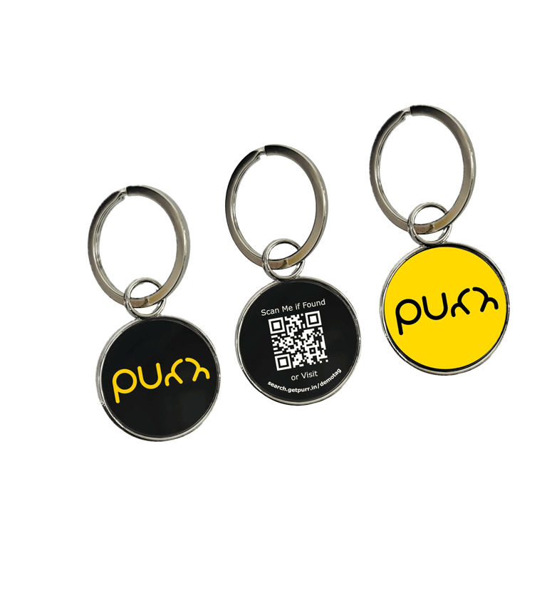 Black & Yellow Purr Tag with QR Code