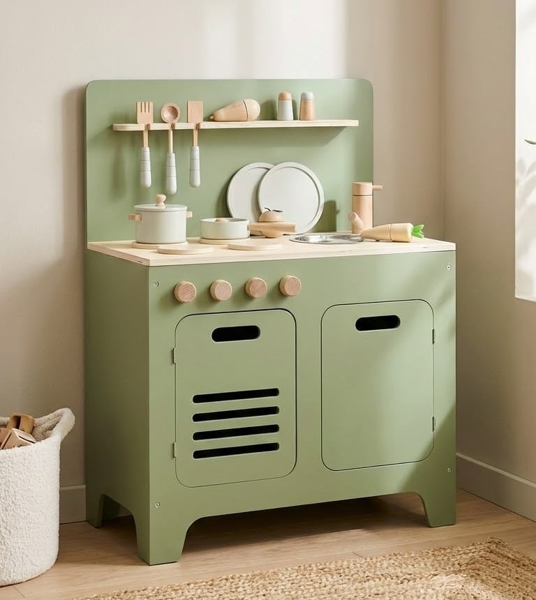 Houten olijf groene speelgoed keuken voor kinderen