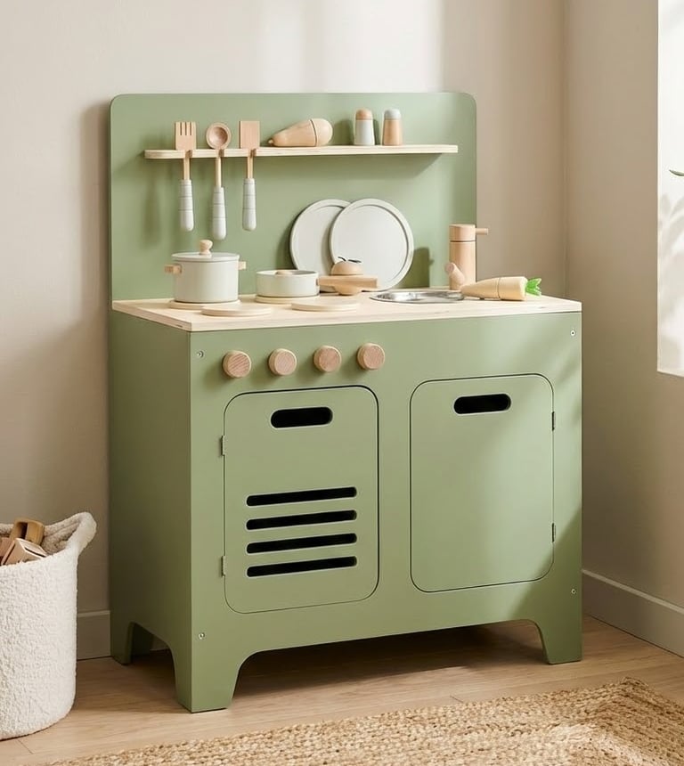 Houten olijf groene speelgoed keuken voor kinderen