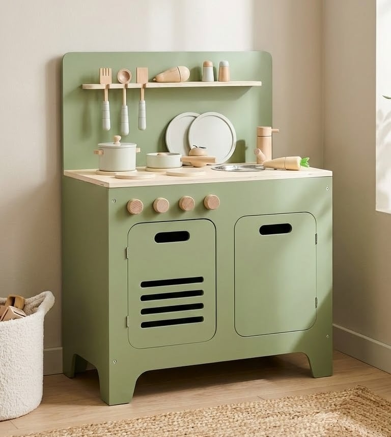 Houten olijf groene speelgoed keuken voor kinderen