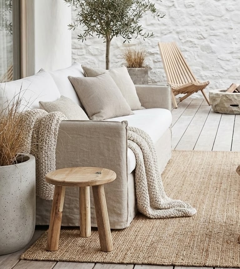 houten krukje in buiten woonkamer