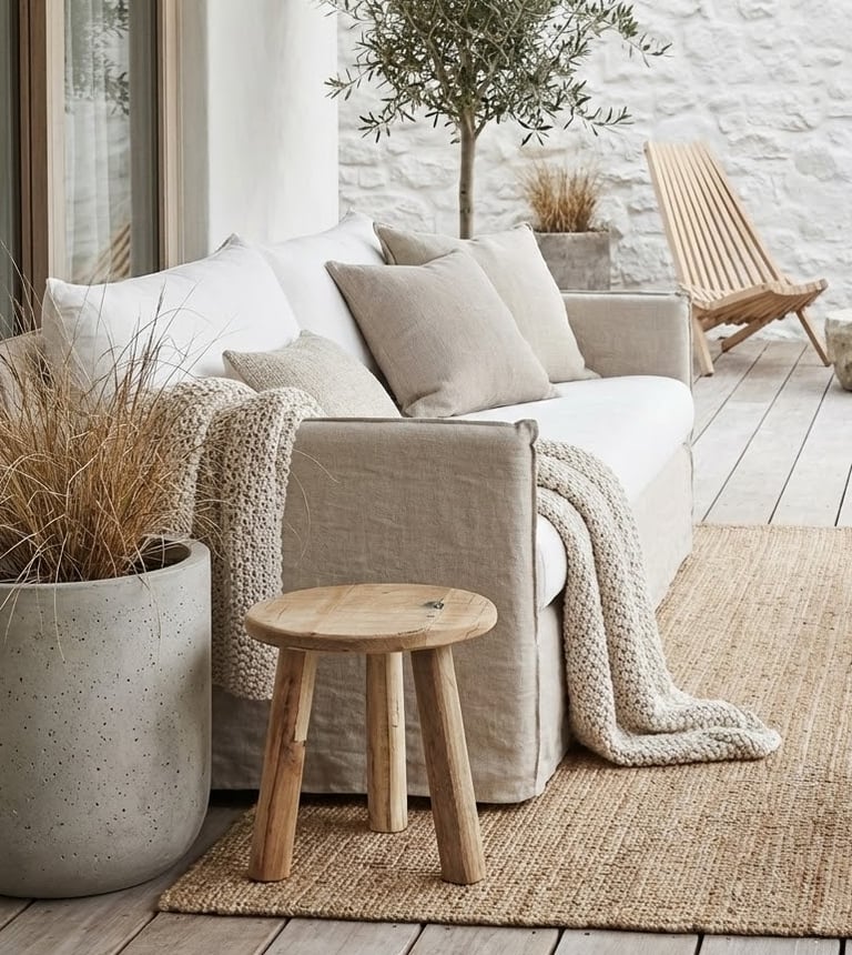 houten krukje in buiten woonkamer