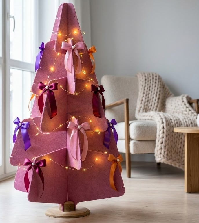 roze vilten kerstboom
