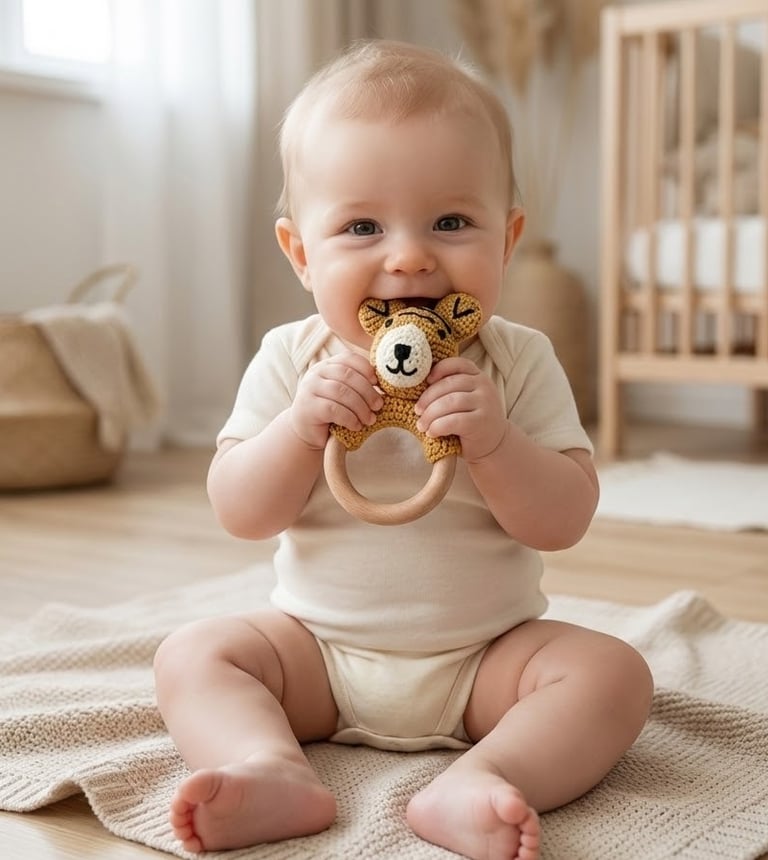 Baby met duurzame bijtring