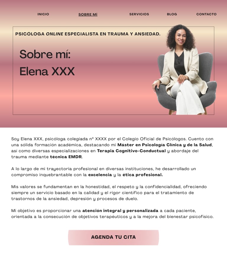 Ejemplo de redacción de web de psicología no profesional