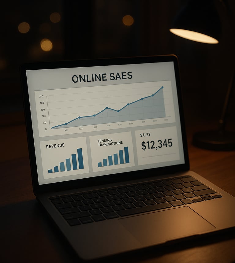 Dashboard-vendas-online-aberto-computador-com-gráficos -crescentes