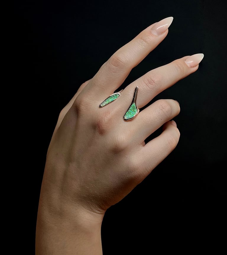 Kinga Olah Jewelry Artist and Designer Ring II Green Bello Opal