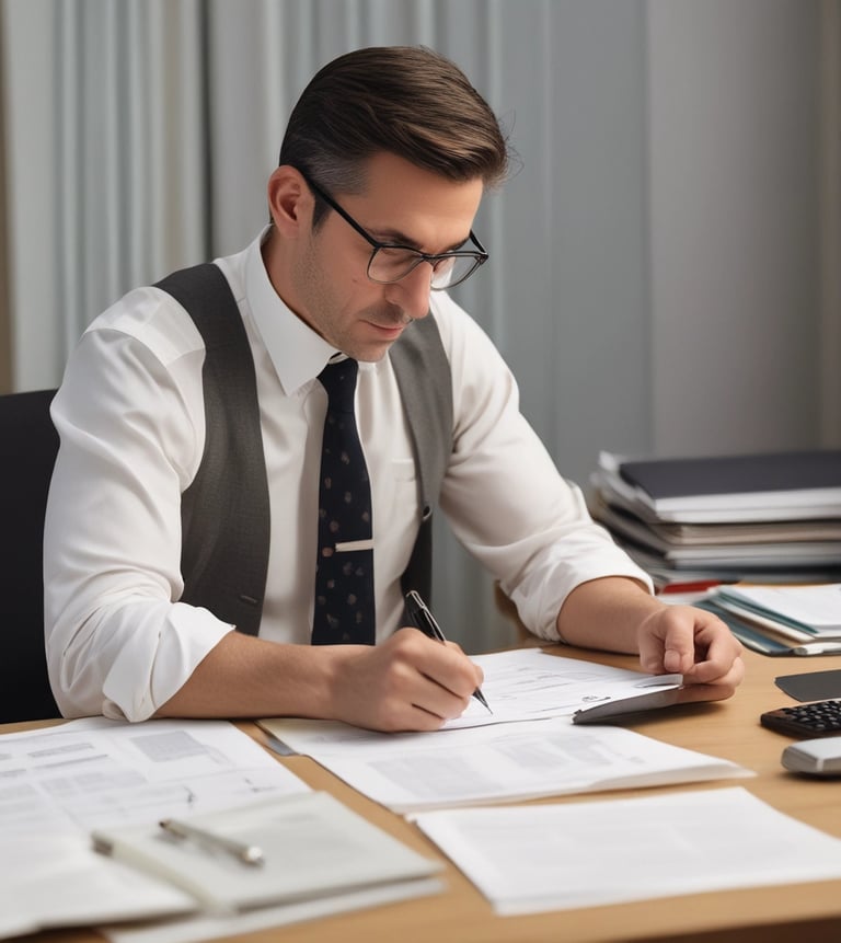 man at desk doing paperwork