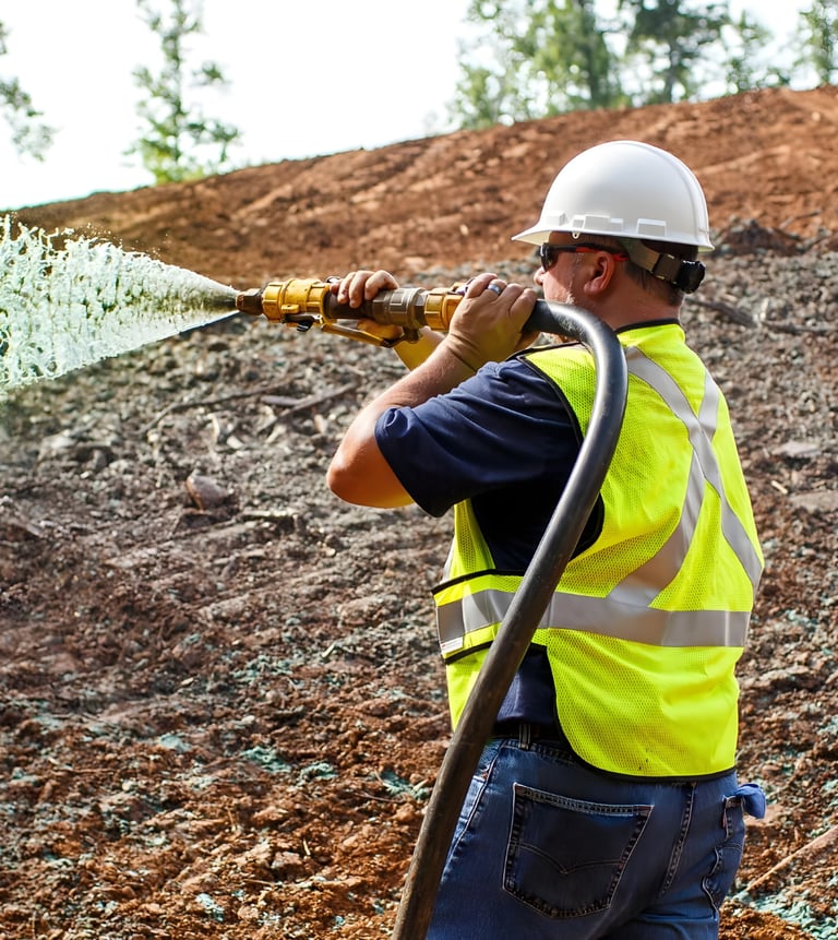 hydroseeding and erosion control contractor stabilizing commercial construction site Gulf South