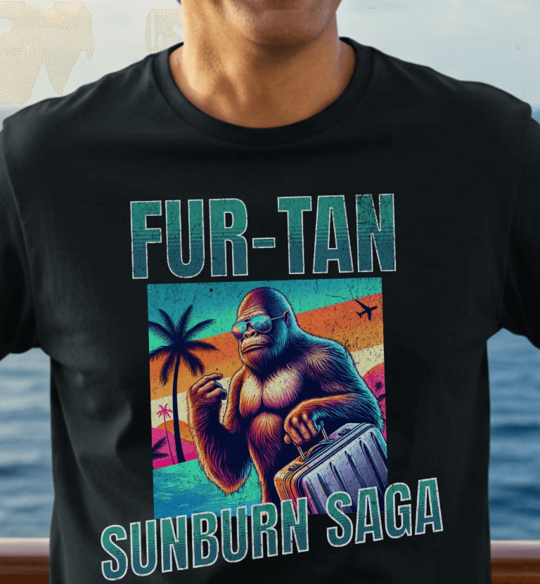 man wearing a black Sasquatch shirt