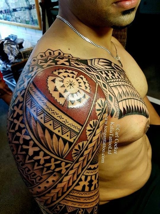 Polynesian Shoulder tattoo, Polynesian chest tattoo, Fijian tattoo, Tongan tattoo brisbane perth 