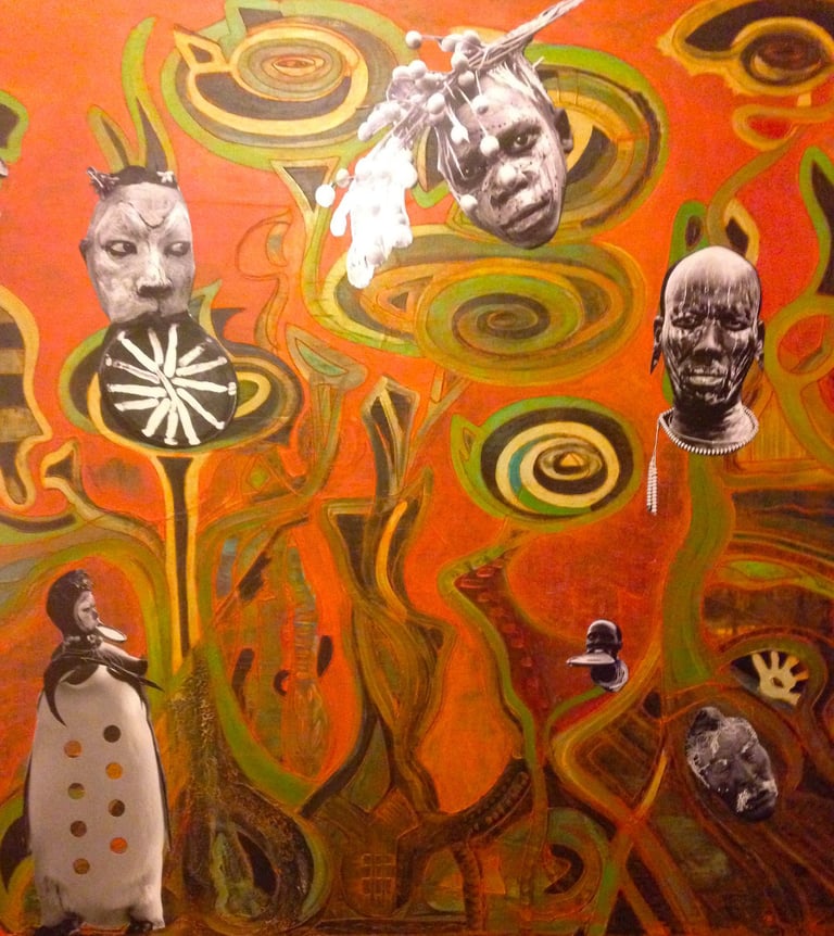 Colour of the Continent uses acrylic paint and photo media to express the warmness of the  Continent