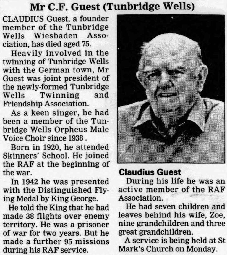 Claudius Frederick Guest, 1920-1995, Tunbridge Wells TN2 3SG