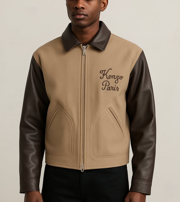 a man in a leather bomber jacket