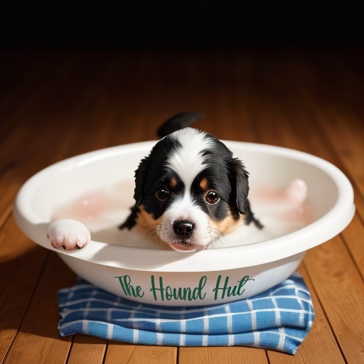 Dog in bath tub