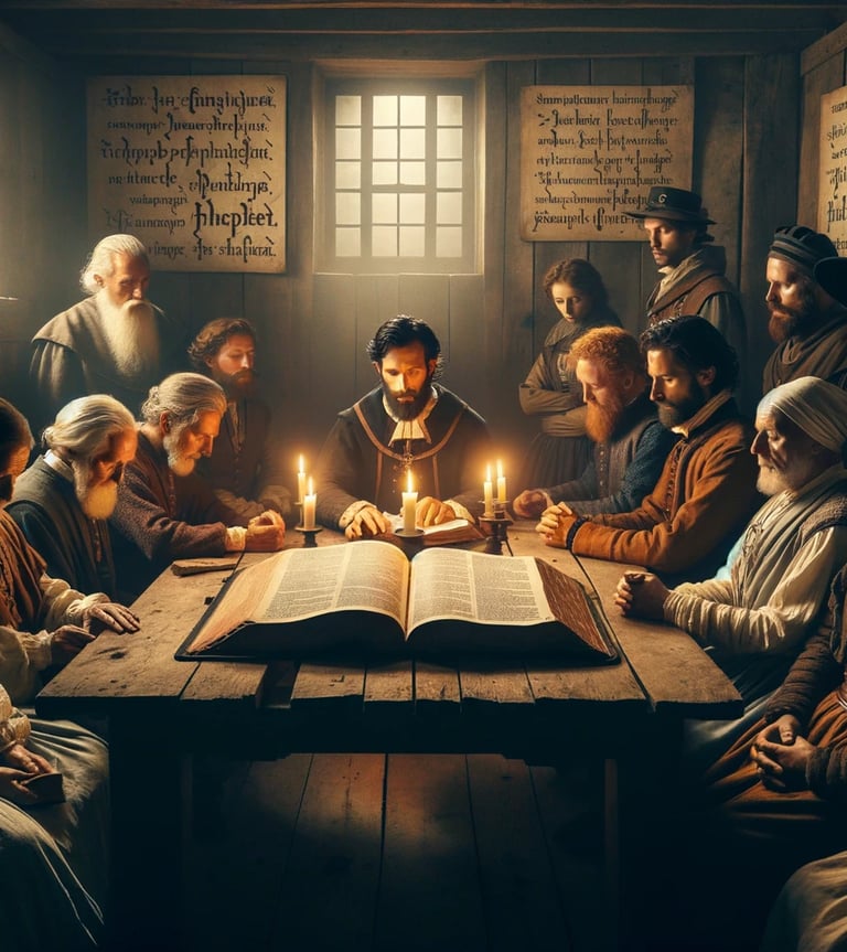 a group of people sitting around a table with candles