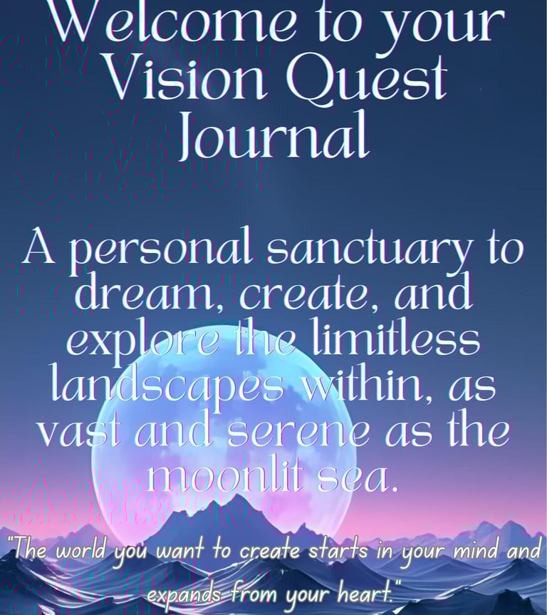 this is an image of the cover page of the Vision Quest Journal by Wiley James at WordWorx media