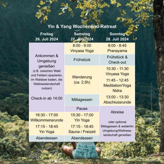 yoga retreat programm für das wochenende