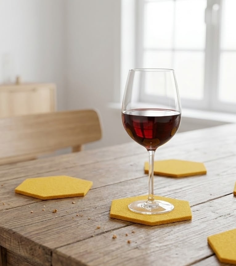 viltjes op een tafel met een glas wijn