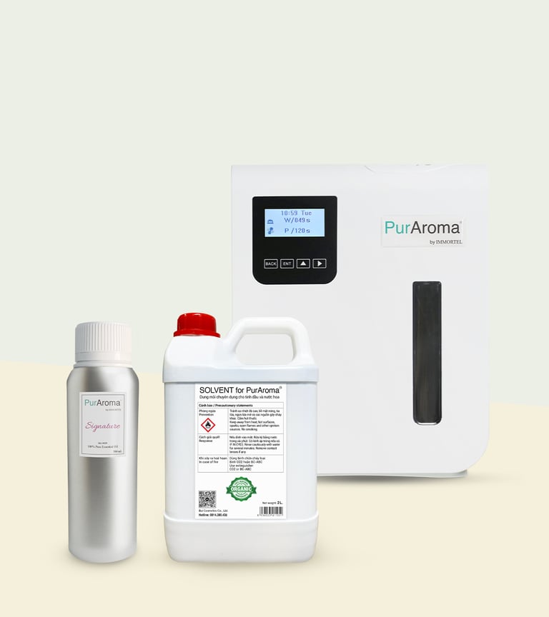 White aroma diffuser, modern design, with front push-button controls